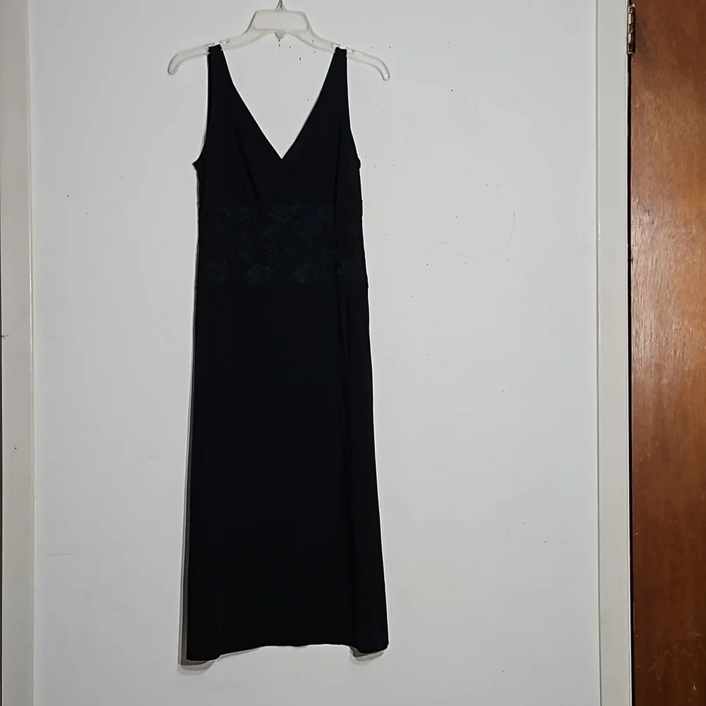 GUC Soma black with lace surplice wrap sleeveless nightgown medium
